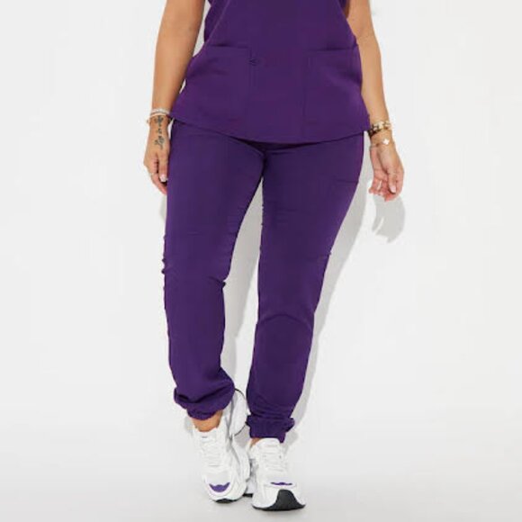 Working Overtime Jogger 4FLEX Uniform Scrub Set - Eggplant - Picture 1 of 3